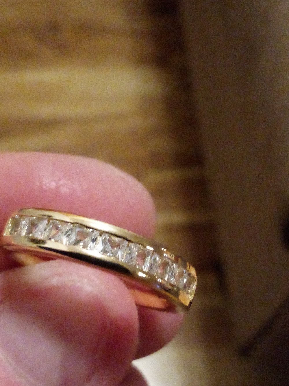 Crystal Gold Tone Channel-Set CZ Eternity Band - Clear